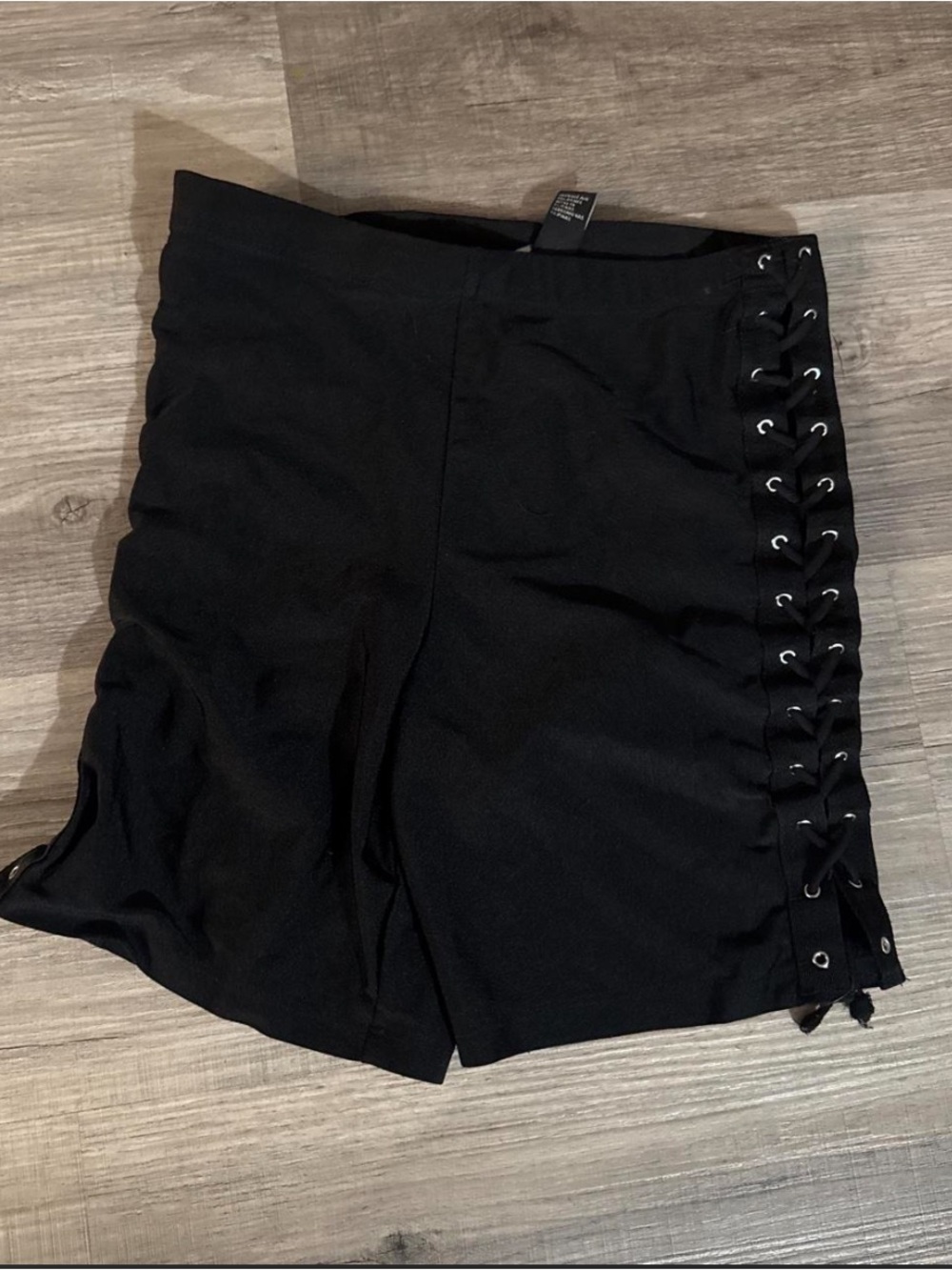 High-Waist Black Lace-Up Women’s Shorts